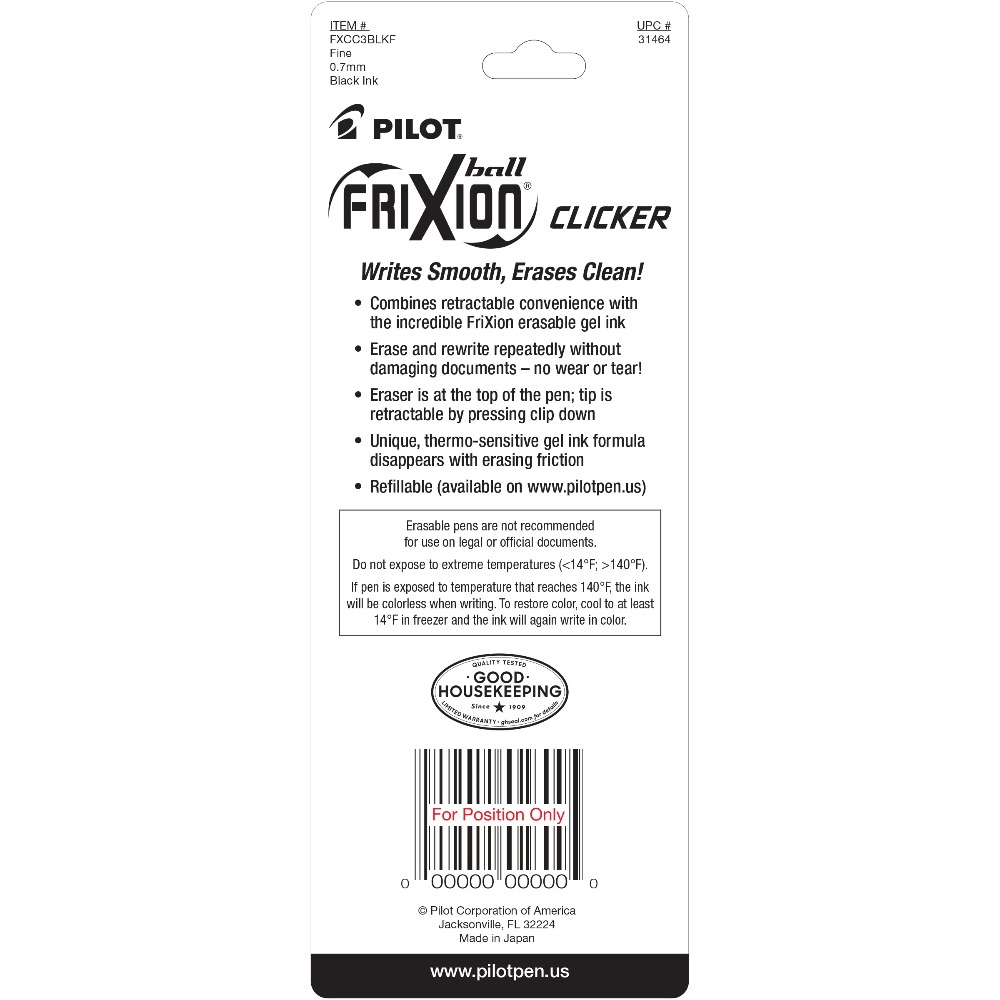 Pilot Frixion Clicker Erasable - Correction Pen Fine 评论和价格