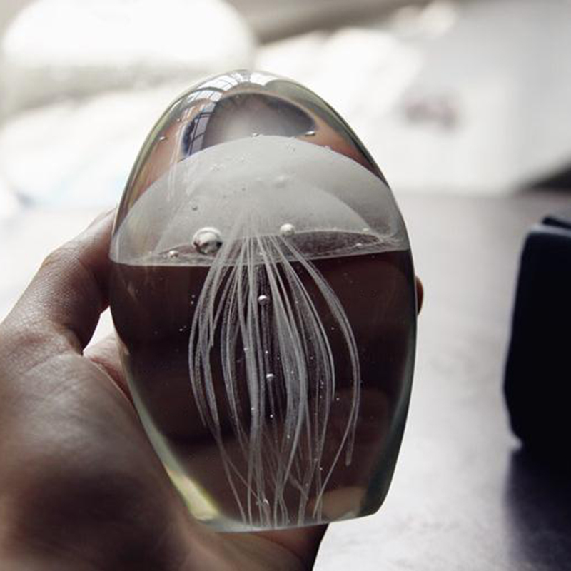 Miniature 3D Jellyfish Crystal - Paper Weight Crystal 评论和价格