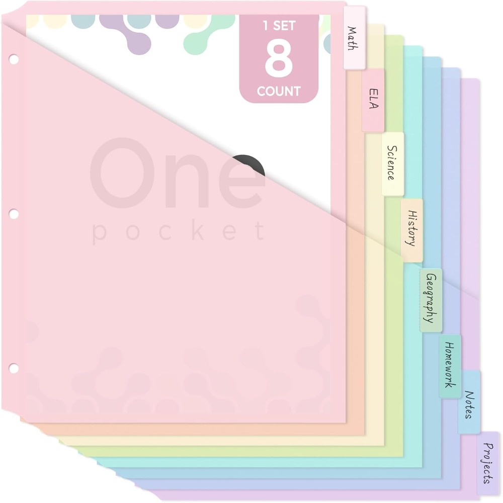 8 pcs Durable A4 Pastel Binder - Tab Divider A4 评论和价格
