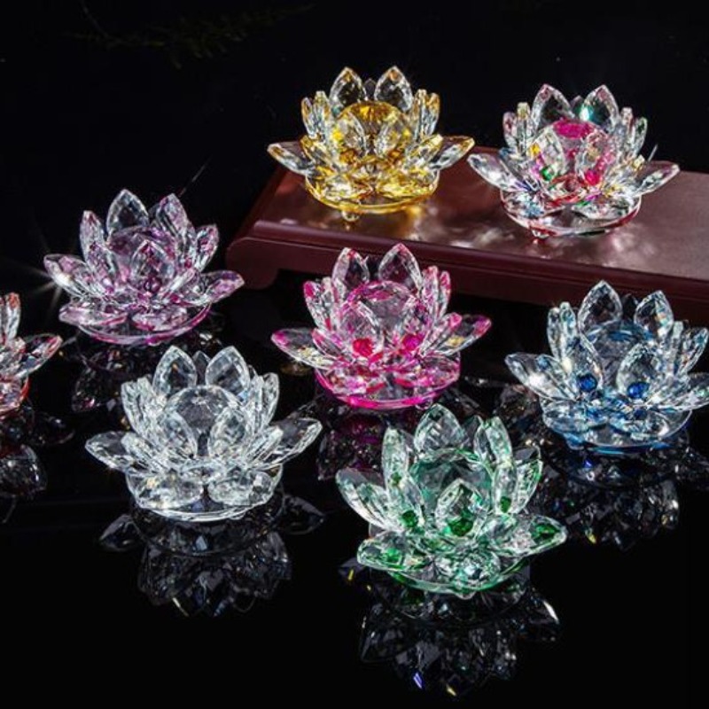 Crystal Lotus Flower Figurine  - Paper Weight Crystal 评论和价格