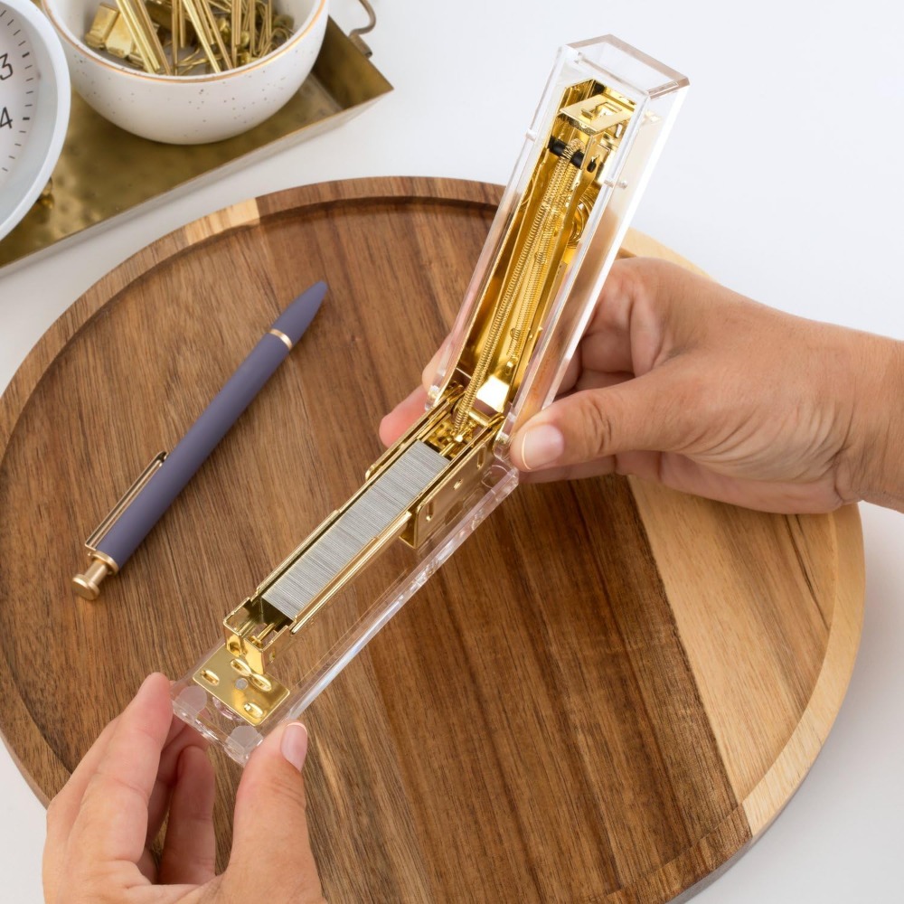 Compact Clear Acrylic Gold Sta - Stapler Half Strip 评论和价格